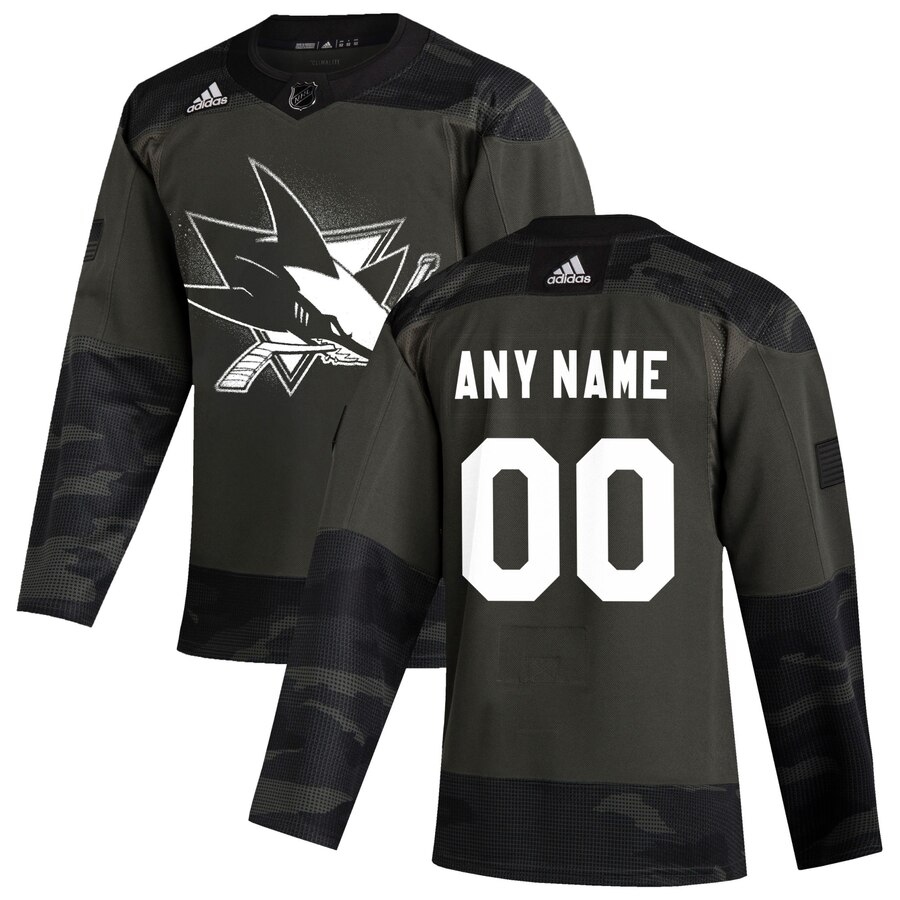 San Jose Sharks Adidas 2019 Veterans Day Authentic Custom Practice NHL Jersey Camo->customized nhl jersey->Custom Jersey
